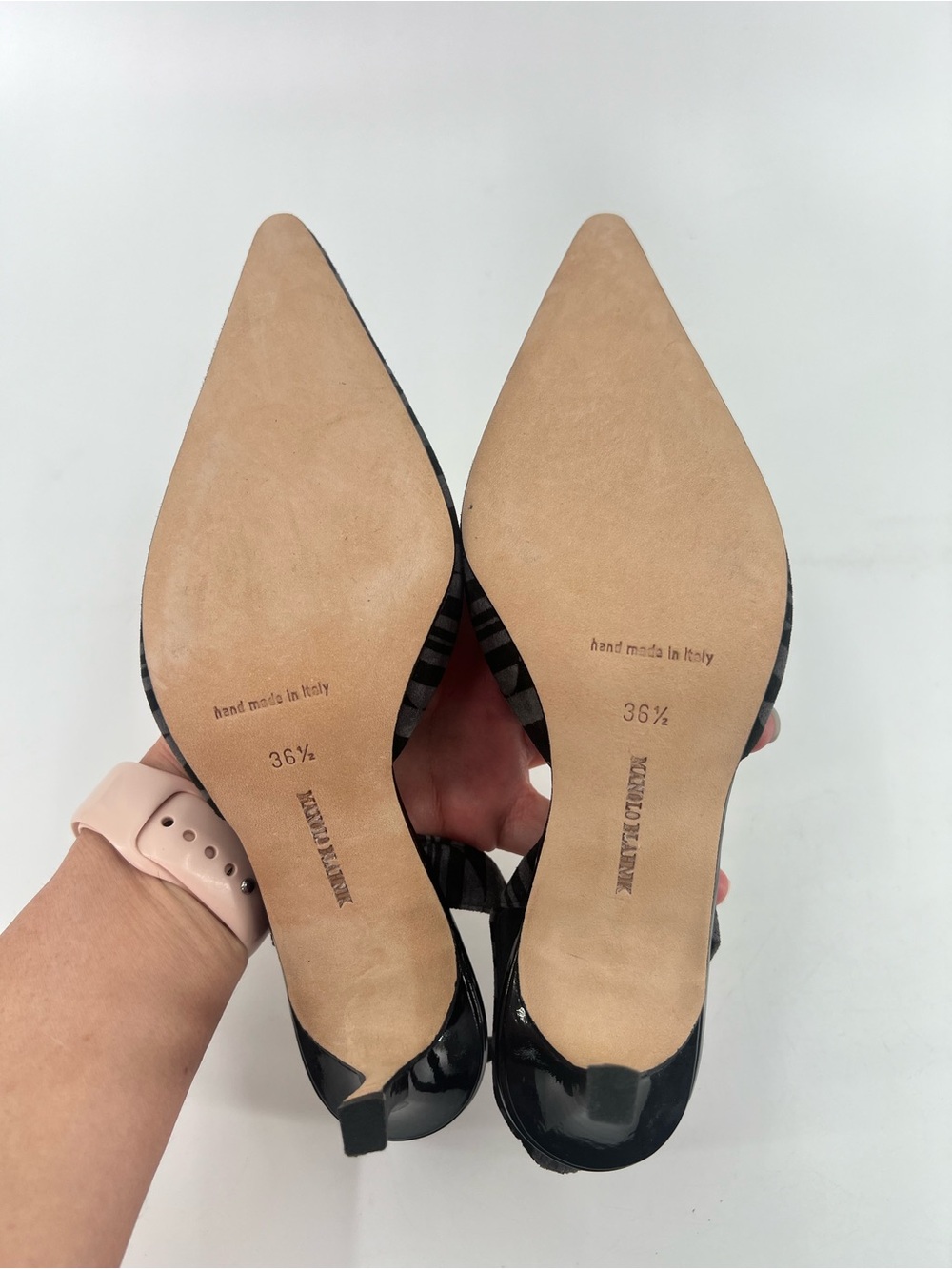 NWT Vintage Manolo Blahnik Carolyne 70 Abstract Slingback Kitten Heel Pumps 36.5 - Picture 7 of 14